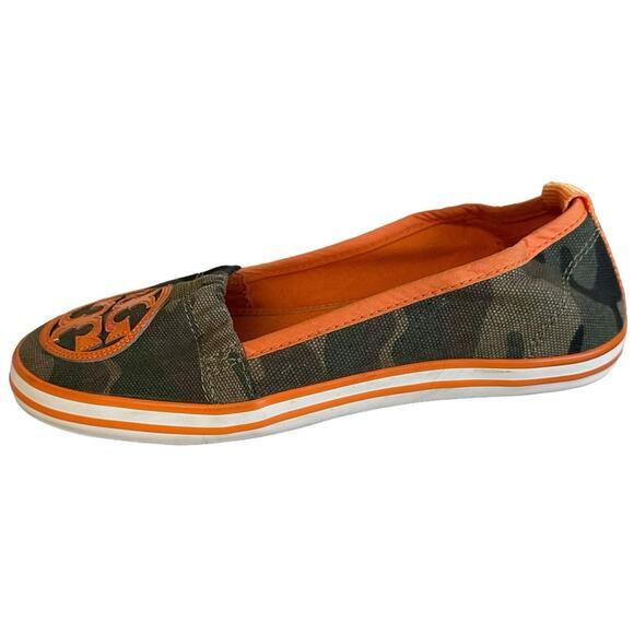 Tory Burch Women's Camouflage Reva Flats Green/Orange Size 6M - Picture 3 of 10